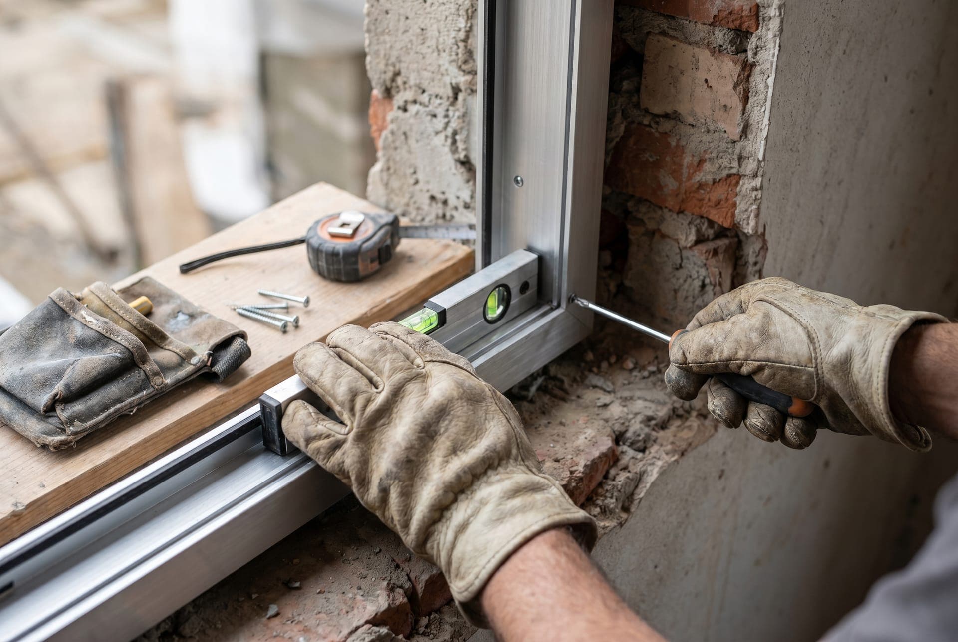 Artisan RGE de REM Fermetures posant une fenêtre aluminium en rénovation à Belfort